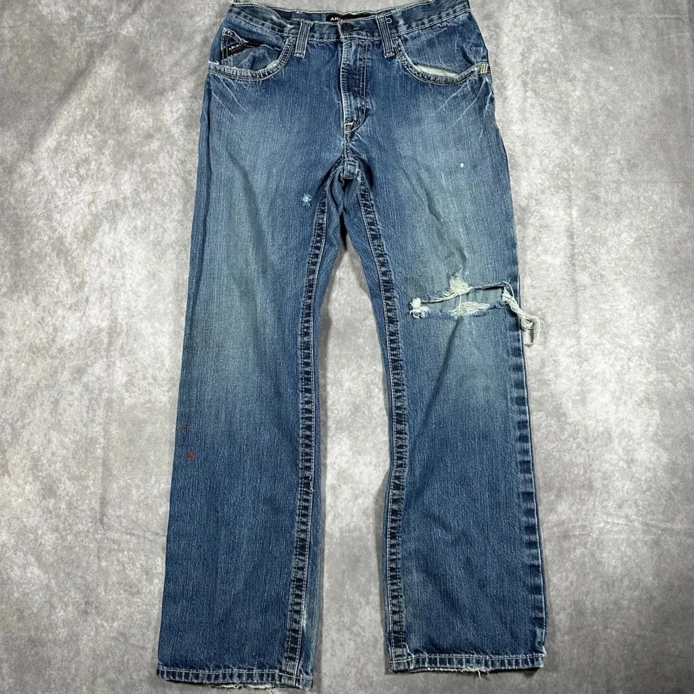 Ariat FR M4 Low Rise Bootcut Jeans Mens 31x32 Blue Flame Resistant Work Denim